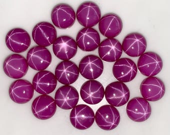 Star Ruby Cabochons: 10mm AAA Round Loose Gemstone - 5 Pcs