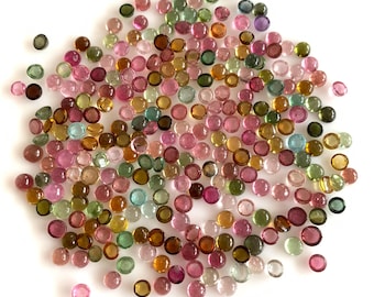 5 AAA Natural Multi Tourmaline 3mm Round Cabochons