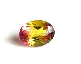 Bi-Color Tourmaline Gemstone: Faceted Oval Cut (12x16mm)