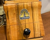 Rare Vintage Armin Trosser Conical Burr Coffee Mill - Beech hardwood honey finish - silhouette form flush drawer Fully Restored Refinished