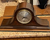 GORGEOUS SESIONS Art Deco Electric Model 27 Westminster Chimes Clock WORKING Beautiful two-toned burl walnut and mahogany case.