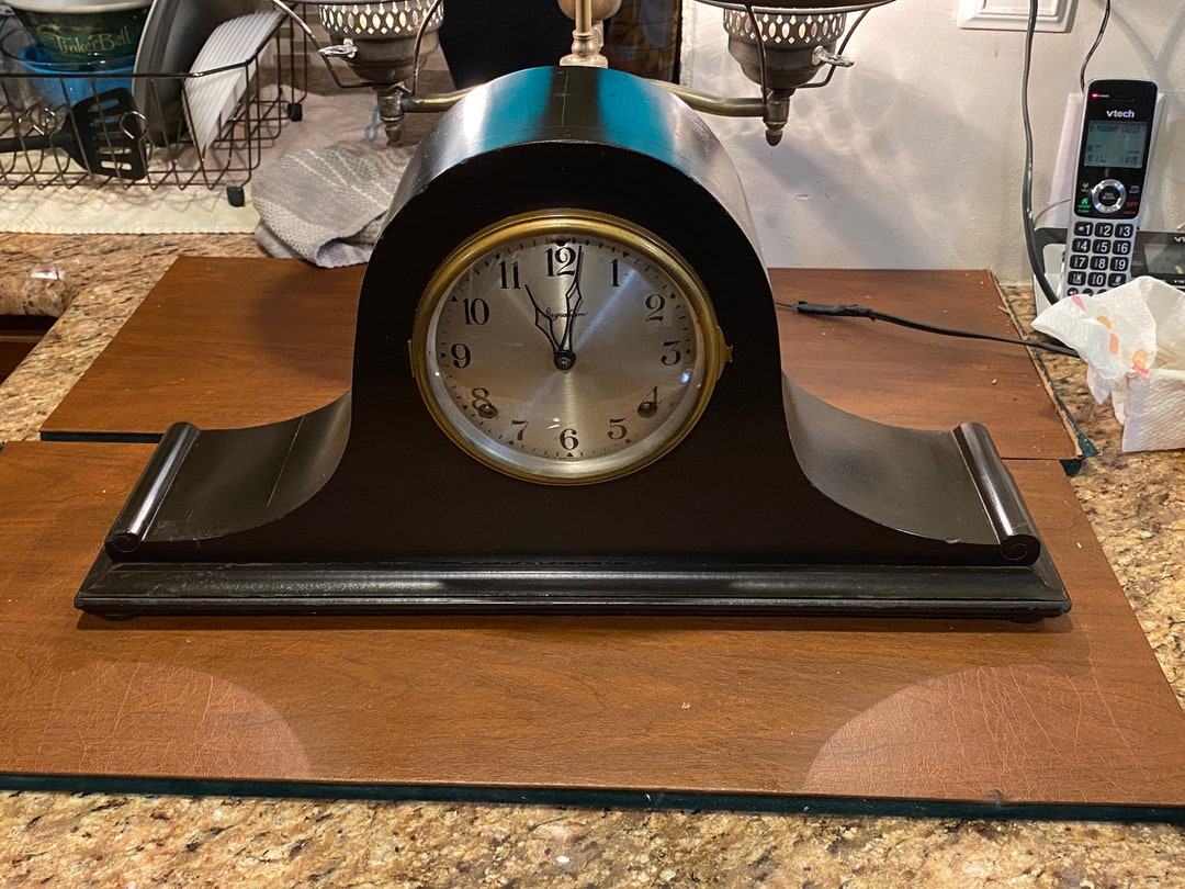 Antique INGRAHAM cameo Mahogany Mantle Clock Etsy