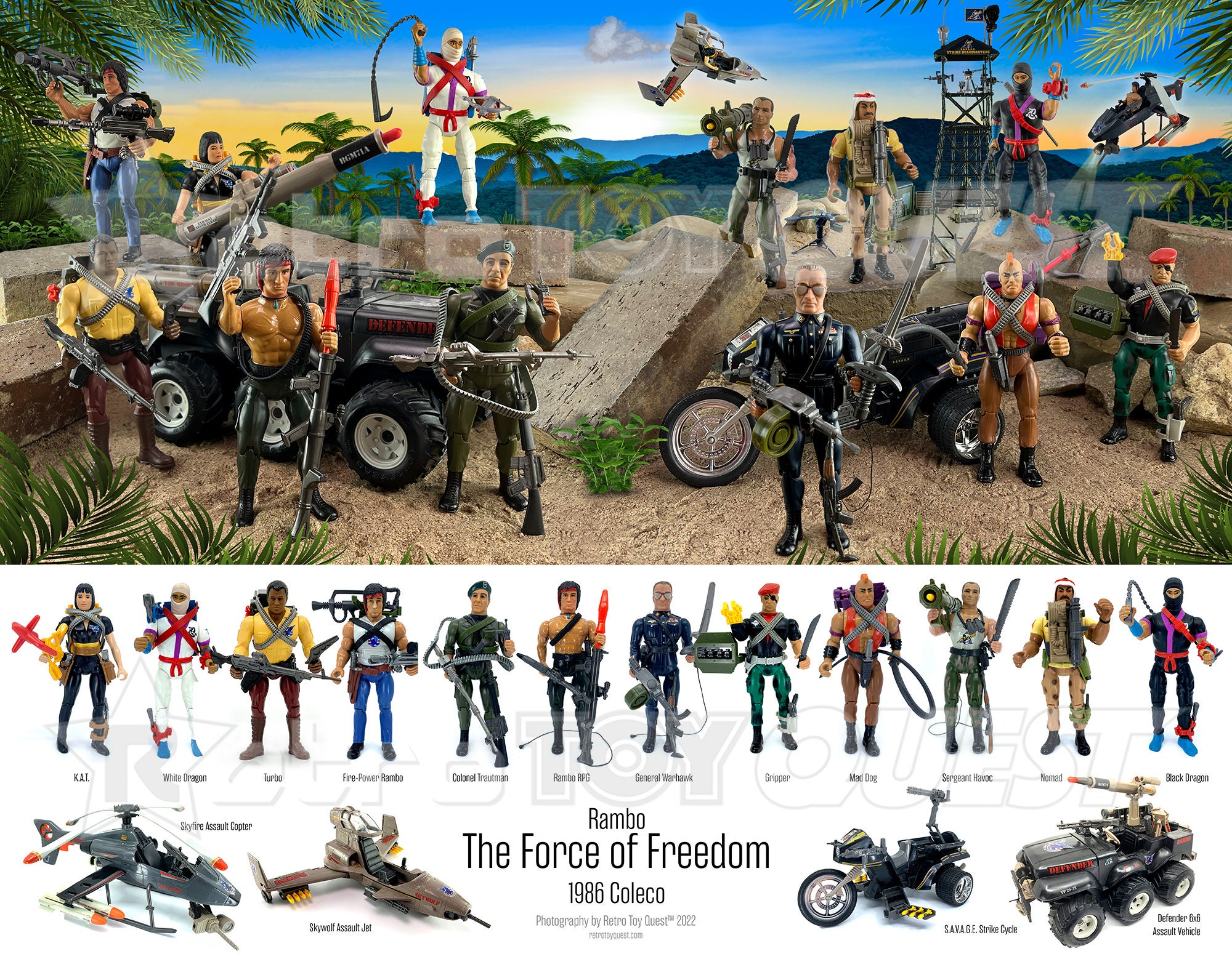 Rambo the Force of Freedom Action Figures Reference Print original 1986