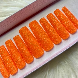 Orange Glitter| Raw Sugar Glitter |  Press on Nails