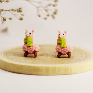 Lama cute stud earrings, metal or plastic studs, for sensitive ears