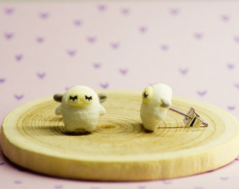 Cute sheep stud earrings | Sleeping lamb cottagecore earrings