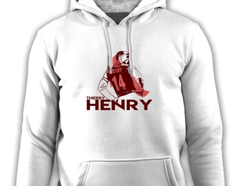 Thierry Henry III, diseño de dibujo especial, serie Legends Football Players, sudadera con capucha de fútbol, manga larga, impresión textil digital