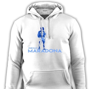 Diego Maradona Hoodie: Napoli Football Legend, Organic Cotton Long Sleeve