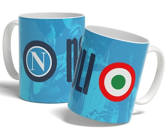 SSC Neapel Tasse, SSC Neapel, Tasse, Fußballtasse, weiße Keramik- & Porzellantasse