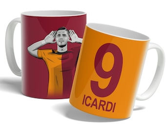 Mauro Icardi Mug Football Mug Soccer Mug Icardi Jersey Design Printed Mug White Ceramic Porcelain Mug Cup Gift for him