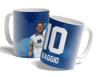 Roberto Baggio Italy Football Mug: White Ceramic Mug