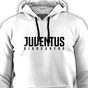 Juventus, Bianconera, Juve, White Pullover, Hoodie, Football Hoodie, Long Sleeve, 3 yarn fabric, Digital Textile Printing