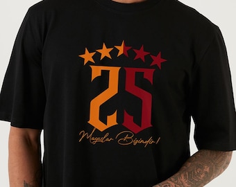 Galatasaray Shirt T-shirt 25th Championship T-shirt Galatasaray Tee Printed Short Sleeve T-shirt Crewneck Football Mens Tshirt Gifts for him