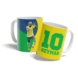 Neymar Brazil Mug Neymar Mug Brazil National Football Team Mug Football Mug Gift for him Football Player Mug White Ceramic & Porcelain Mug