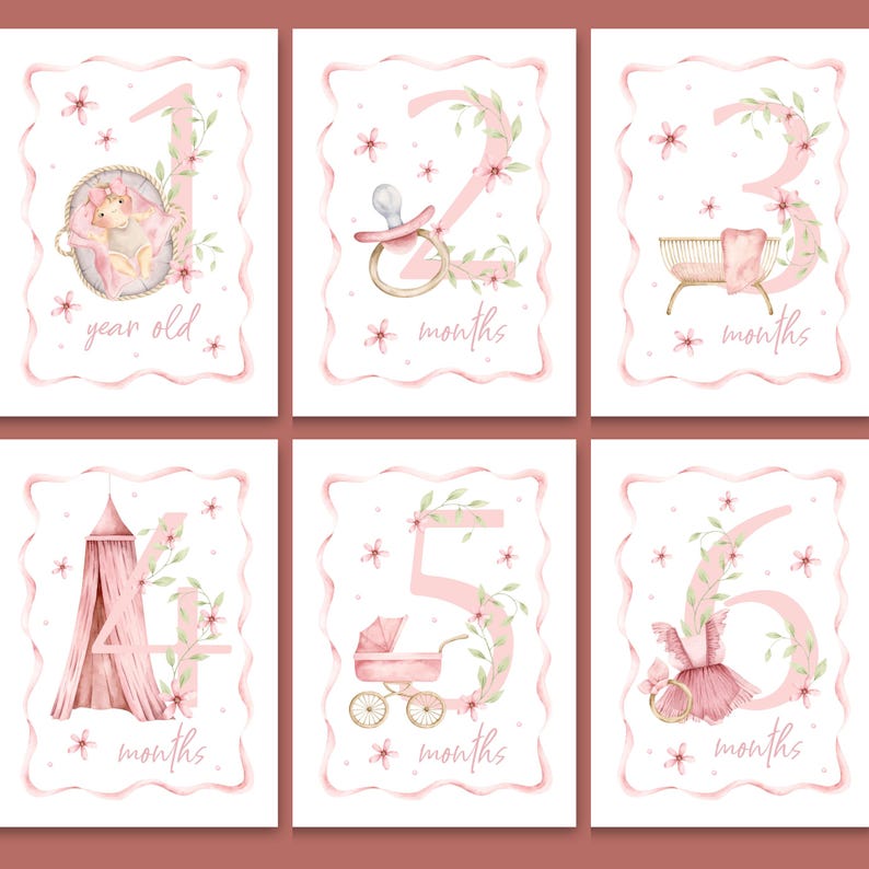 Printable Baby Milestone Cards for Monthly Milestones and First Year ...