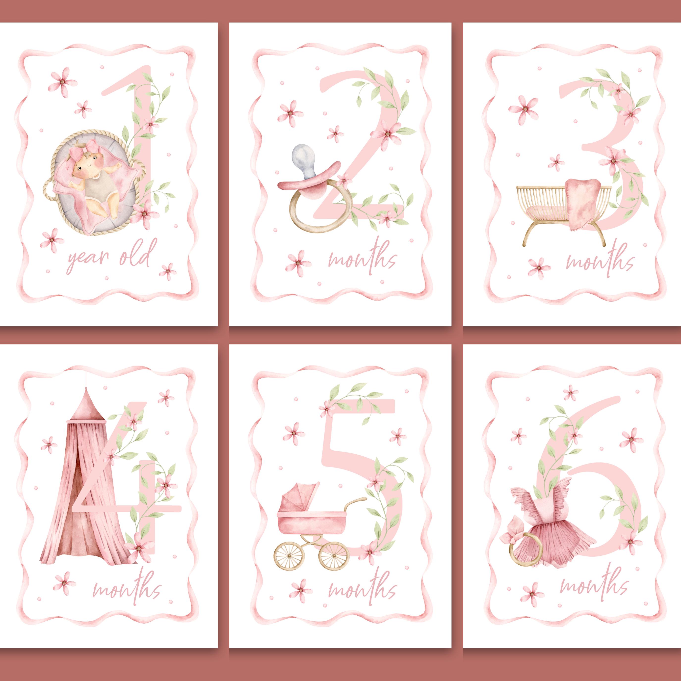 Printable Baby Milestone Cards for Monthly Milestones and First Year ...