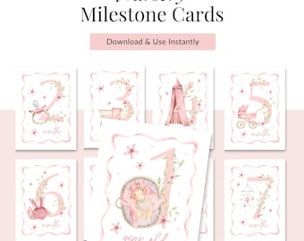 Printable Baby Milestone Cards for Monthly Milestones and First Year Photo Props in Neutral Nursery Decor