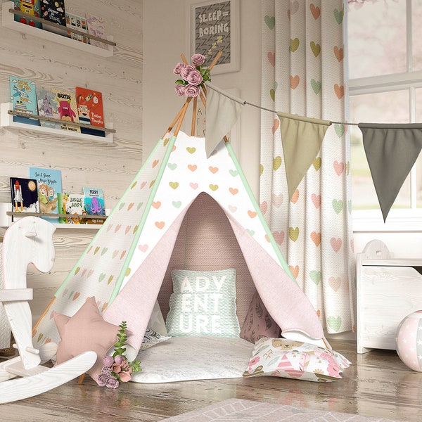 Children's Play Tent-Toy Room-Digital Backdrop- Photo Editing Background