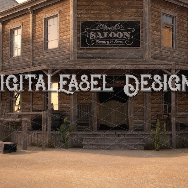 Wild West Street Saloon Digital Background Photoshop Editing Cosplay Western Background.