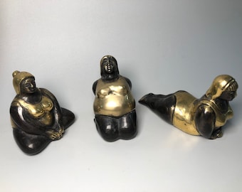 Bronze Yoga Frau Figurine, Raum Dekor, 3,5 Inch