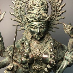 Antike Mahakali Bronze 40 cm, Hindu Gott, Mahakali Statue, Göttin Mahakali Statue, Parvati, Durga, Hindu Göttin Statue, Bronze Skulptur.