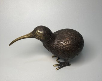 Escultura de Kiwi em Bronze, Decoração para Casa com Tema Animal (6,35 cm x 16,51 cm x 3,81 cm)