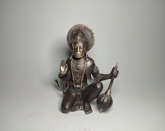 Hanuman Statue, Indonesian Bronze Cast Hindu God (8 inch)