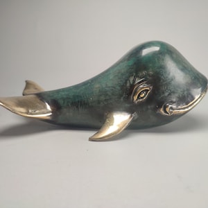 Bronze Whale Statue, Fish Figurine, Sea Animal, Home Decor, Whale Sculpture, Birthday Gift, Animal.