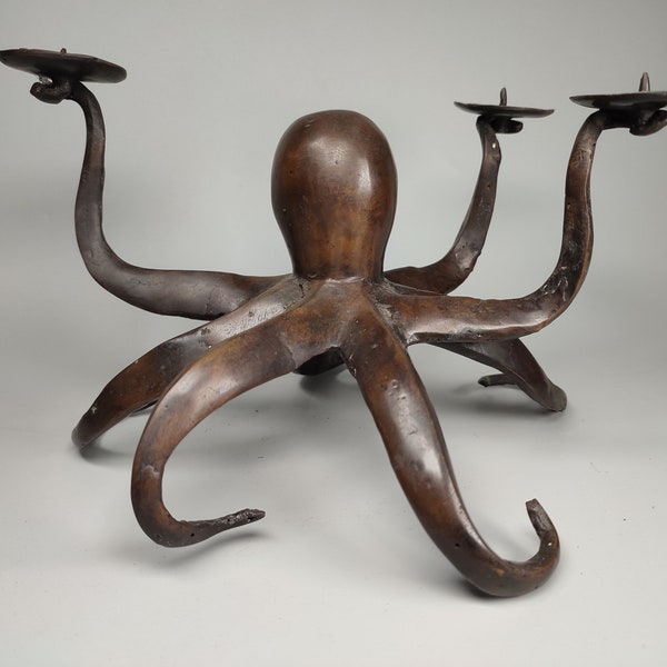 Octopus statue,Hold Candle Bronze Octopus, Room Decor, House Decor, Birthday Gift, Gift for Her, Gift For Him, 6.6”inch