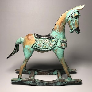 Wooden Rocking Horse, Horse Figure, Wood Sculpture, Rocking Horse, Horse Decor, Horse Ornament, Miniature, Home Decor, Birthday Gift.