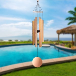 Skybella Iris 33 Inch Wind Chime. Professionally Tuned Wind Chimes with Sound Options and Volume Control.