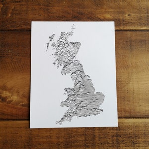 Grande-Bretagne Topical Style Map Print 20x25cm ou 28x35cm sur papier cartouche de haute qualité
