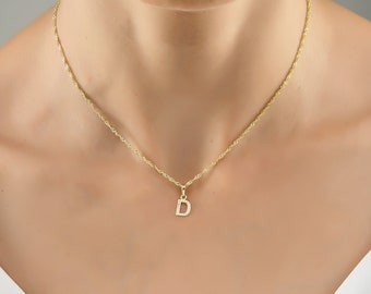 Personalised Diamond  Necklace,Next Day Dispatch,Valentines Day Gift For Her,Pave Initial Necklace,Birthday Gift For Her,Gold Plated Pendant