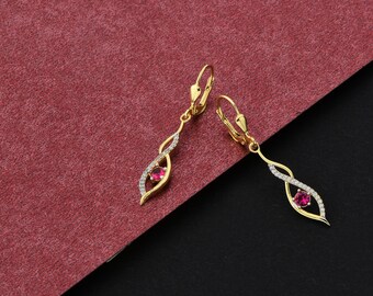Gold Plated Silver Drop  Earrings, Silver Earrings for Women, Birthday Gift For Her, Christmas Gift, Mothers Day Gift, Valentines Day Gift