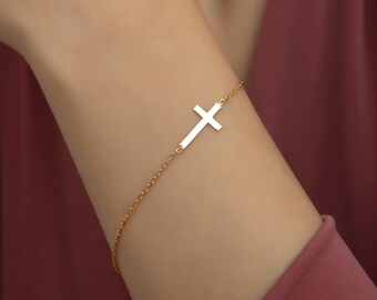 Cross  Bracelet,Gold Plated Cross Bracelet,Mother's Day Gift,Birthday Gift For Her,Christian Bracelet,Christmas Gift For Her,Religious Gift