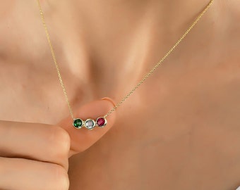 Family Birthstone Necklace, Multiple Birthstone Necklace,Personalised Birthday Gift, Custom Birthstone Jewellery,Valentines Day Gift For Her