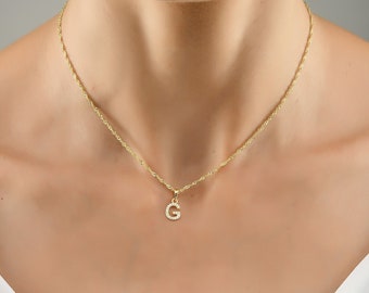 Pave Initial Necklace, Next Day Dispatch, Personalised Gold Plated  Diamond  Necklace, Birthday Gift For Her, Christmas Gift For Her