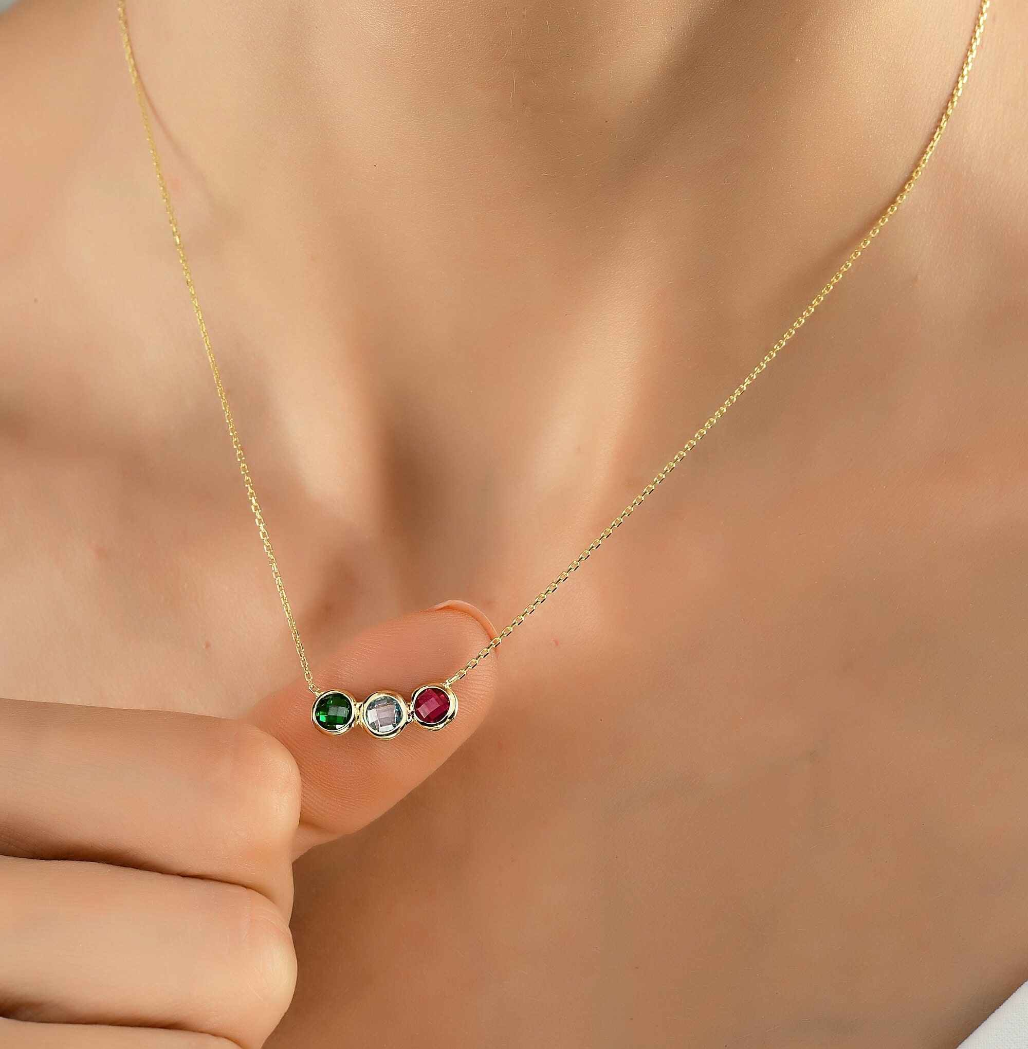 Teardrop Diamond Birthstone Necklace | Caitlyn Minimalist