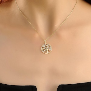 Tree Of Life Necklace,Gold Plated Silver Necklace,Birthday Gift For Her,Anniversary Gift,Custom Pendant, Family Tree Necklace,Christmas Gift