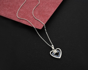 Heart Necklace,Gold Plated Silver Necklace,Birthday Gift For Her,Anniversary Gift,Custom Heart Pendant,Pave Heart Necklace, Christmas Gift