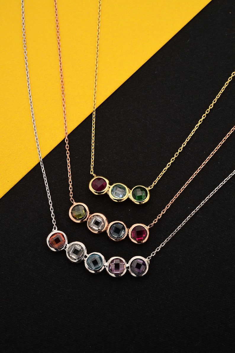 Family Birthstone Necklace Multiple Birthstone Necklace Etsy