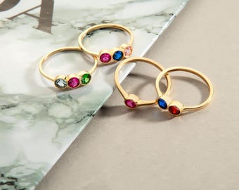 Family Birthstone Ring,Mother Birthstone Ring,Personalised Birthday Gift, Gold  Birthstone  Ring,Christmas Gift For Her,Mother's Day Gift