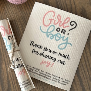 Gender Reveal Ideas, Gender Reveal Decorations, Gender Reveal Party Ideas, He or She, Gender Reveal Party Favor, Souvenir, Swedish Dishcloth