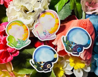 Vinylstickers Espeon en Umbreon: glanzend en normaal