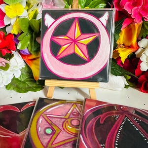 Magical Girl Hand-Painted Canvas Fridge Magnets