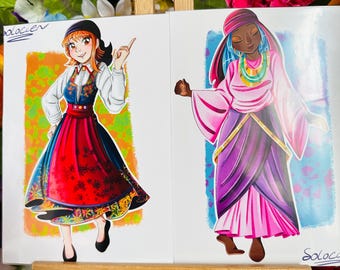 OP: Nami and Vivi Cultural Clothes Print Set