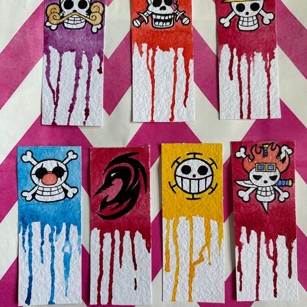 ONE PIECE Jolly Roger Watercolor Bookmarks **Only One of Each**