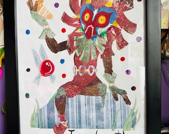 LOZ MM: Skull Kid Paper and Mixed Media Framed Art (2018)