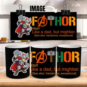 Fathor Becher Wrap Sublimation Design Vatertag Becher Wrap für Papa Becher Superheld Superdad Geschenk für Papa zum Vatertag Thor Comic Geschenk für Ihn