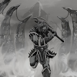 Fearless Poster, Barbarian, Diablo inspired, unique, wall art, fan art, comic art,  Diablo Barbarian